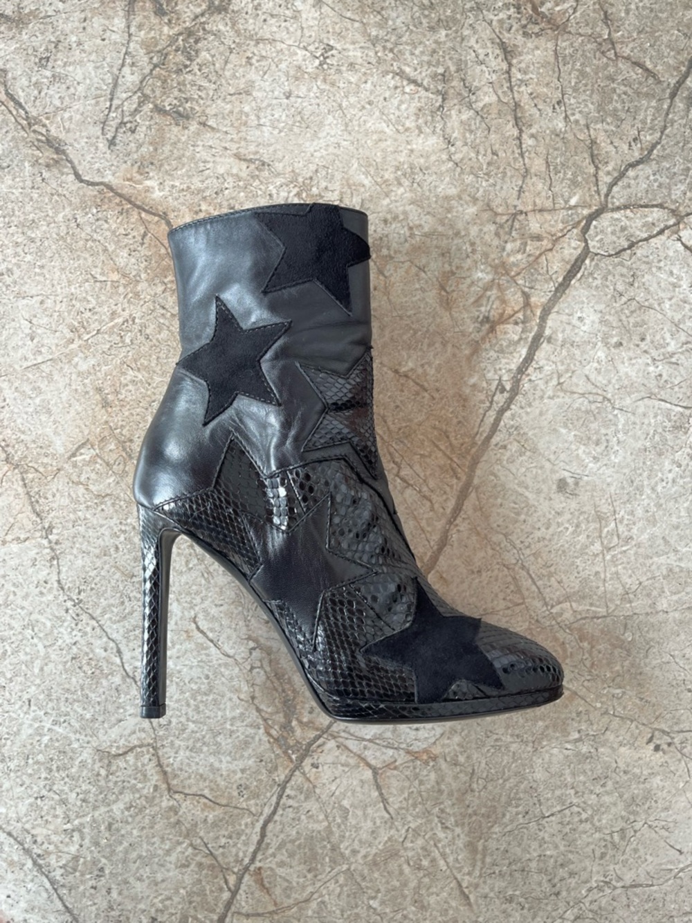 Roberto Cavalli FW 2016 Star Patchwork Snakeskin Leather Suede Ankle Boots - Picture 2 of 11